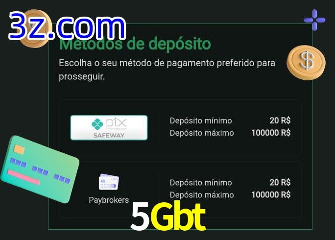 O cassino 5Gbt oferece uma grande variedade de métodos de pagamento